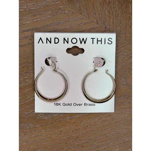 And Now This Jewelry - AND NOW THIS 18K Gold Over Brass Classic Hoop Earrings